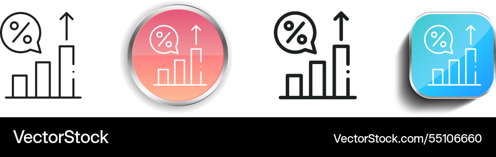 Interest rate icon thin linear regular and button vector image
