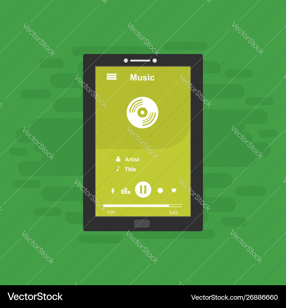 Media player application app template with flat Media player application app template with flat vector image