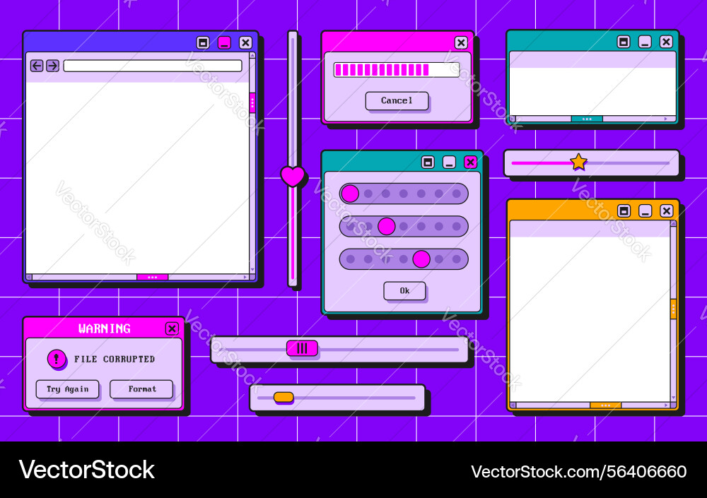 Retro ui interface elements set Retro ui interface elements set vector image