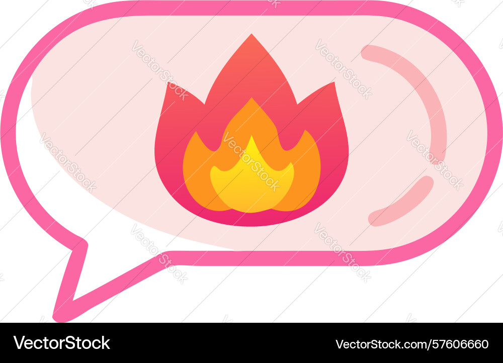 Speech bubble with fiery flame icon design Vector Image