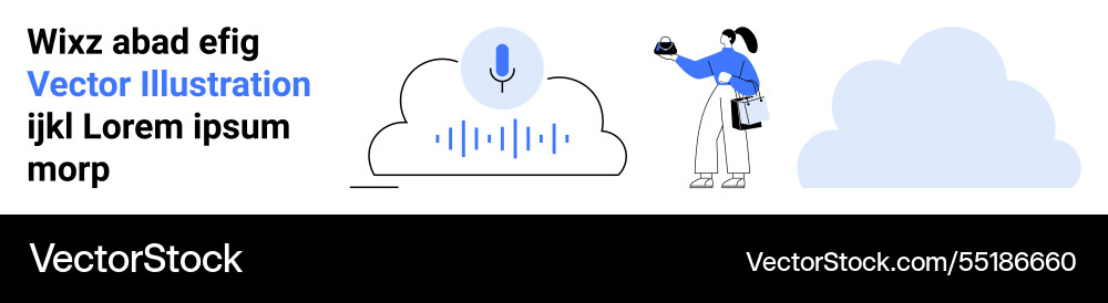 User interacting with voice command cloud system User interacting with voice command cloud system vector image