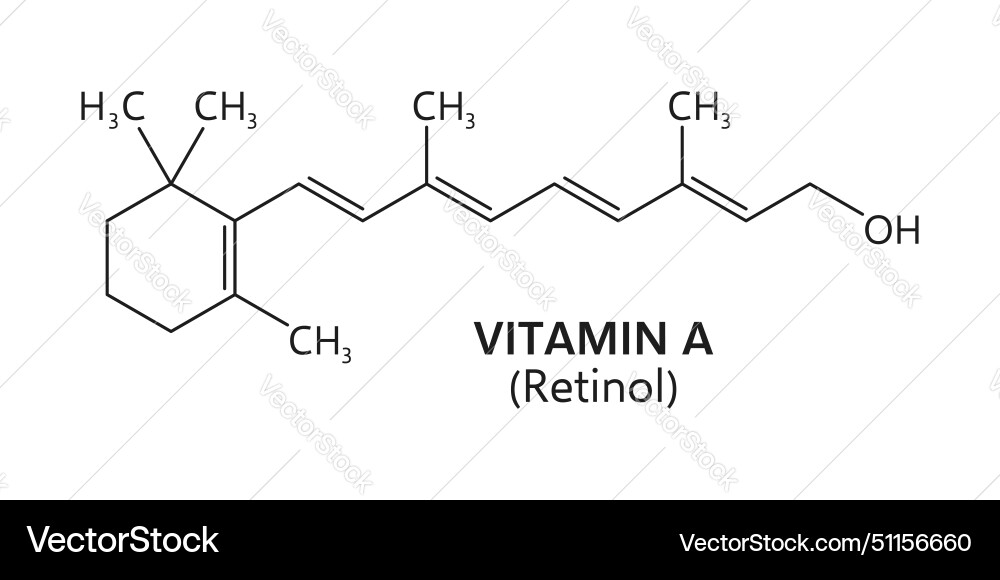 Vitamin a formula chemical structure of retinol Vector Image