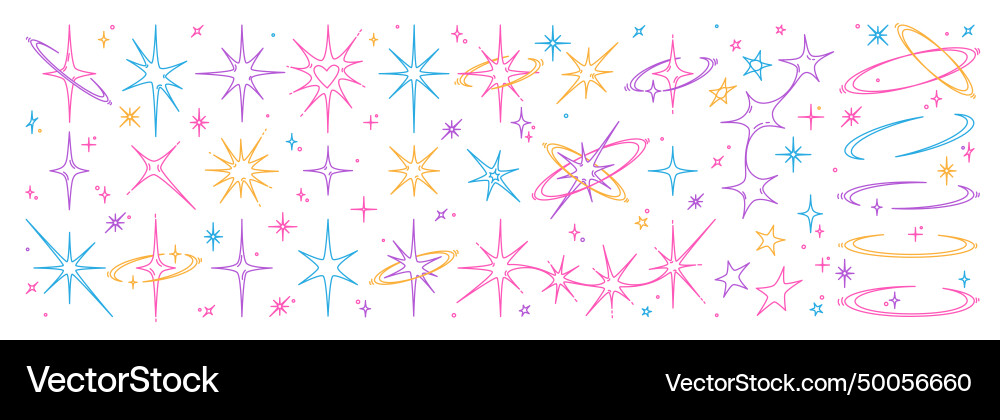 Y2k star sparkle bling abstract tattoo shapes vector image