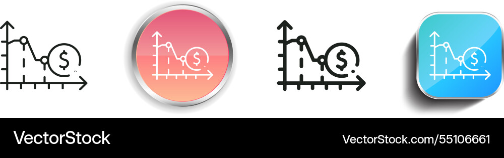 Interest rate icon thin linear regular and button Vector Image