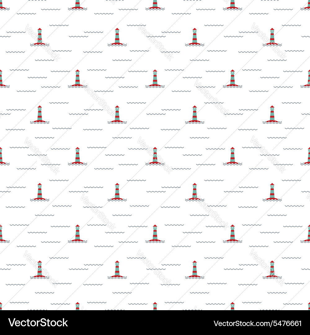 Lighthouse Seamless Pattern Vector Image
