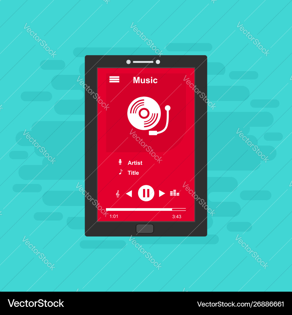 Media player application app template with flat Media player application app template with flat Vector Image