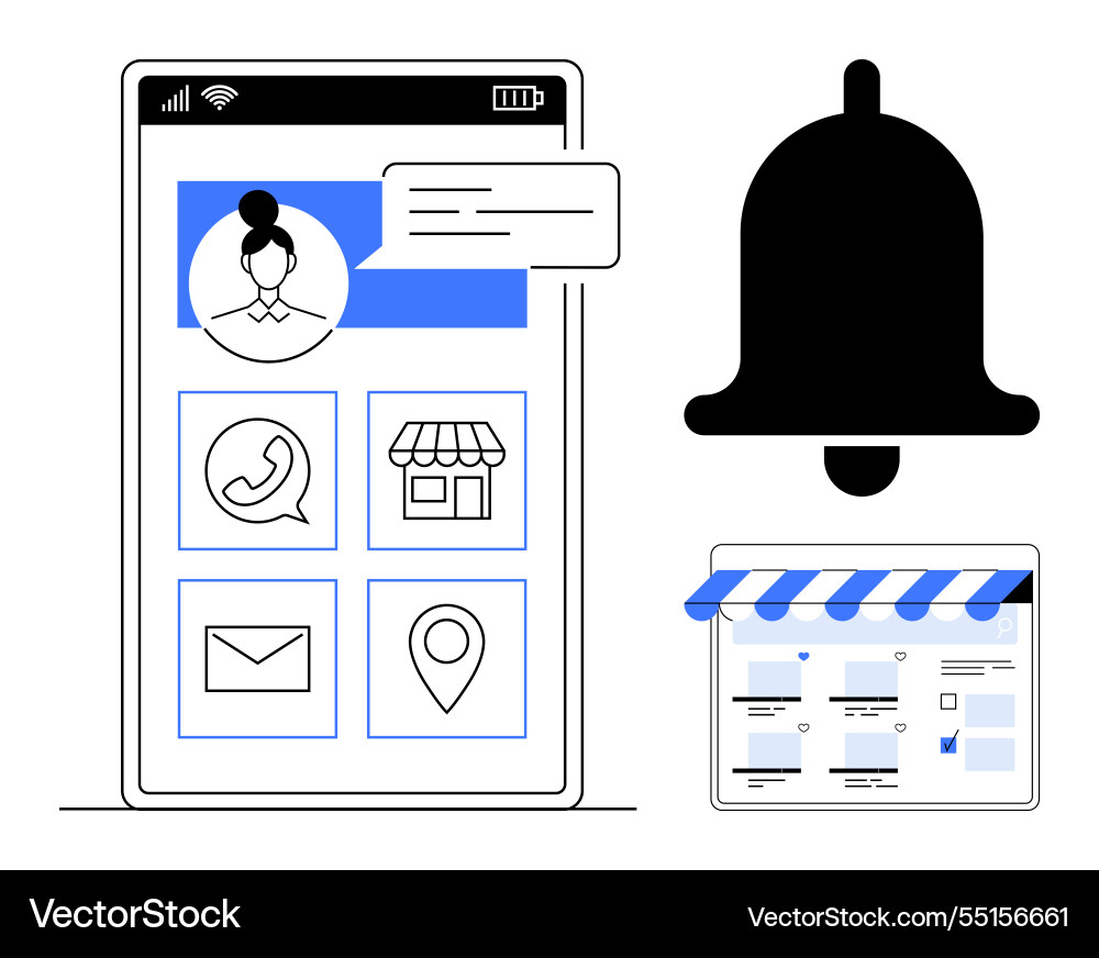 Mobile interface with communication Mobile interface with communication vector image