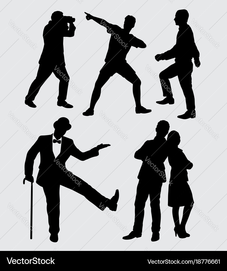 People Silhouettes - Man & Woman Vector Image