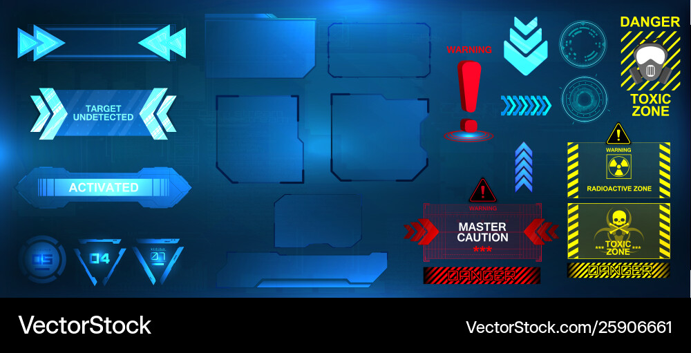 Sci-Fi HUD UI Elements Vector Image