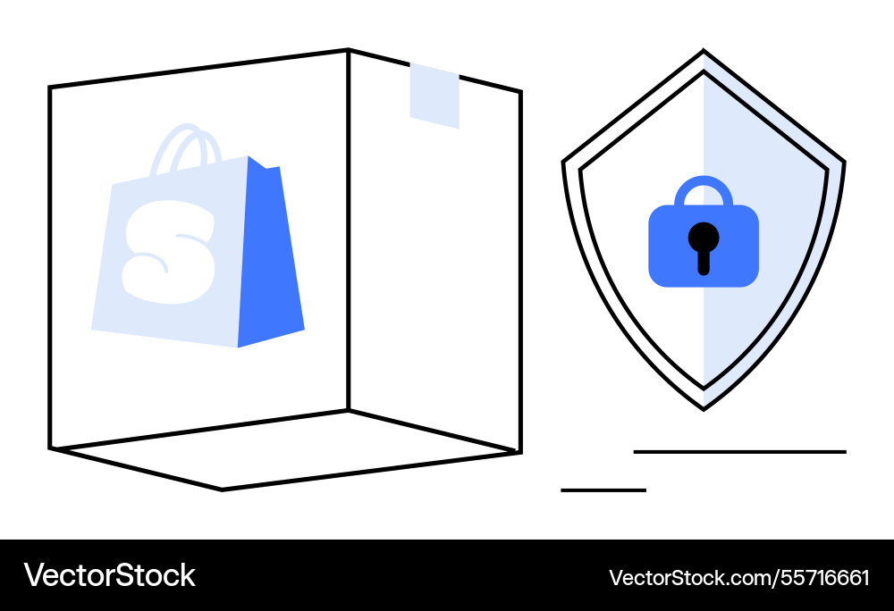 Secure package delivery concept with box Vector Image