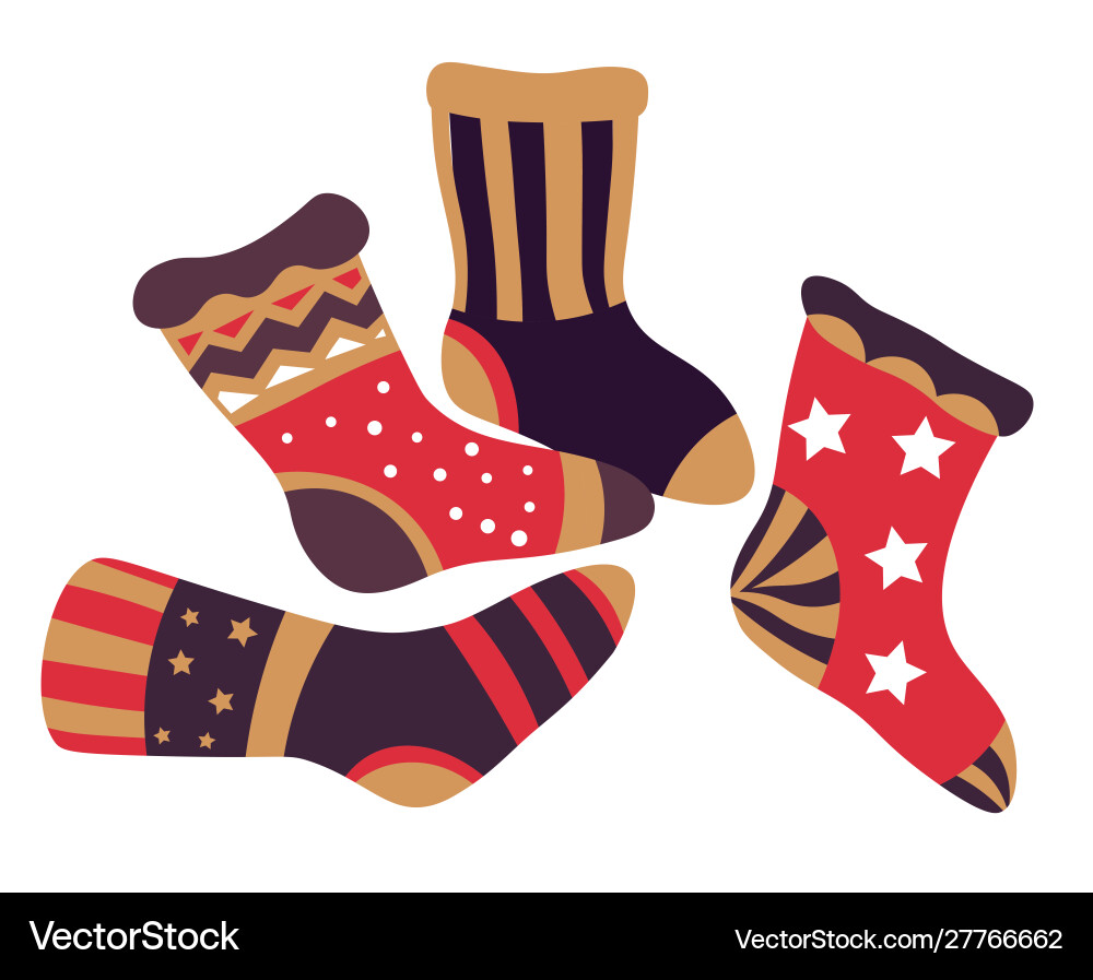 Christmas stockings and felt fireplace accessories vector image