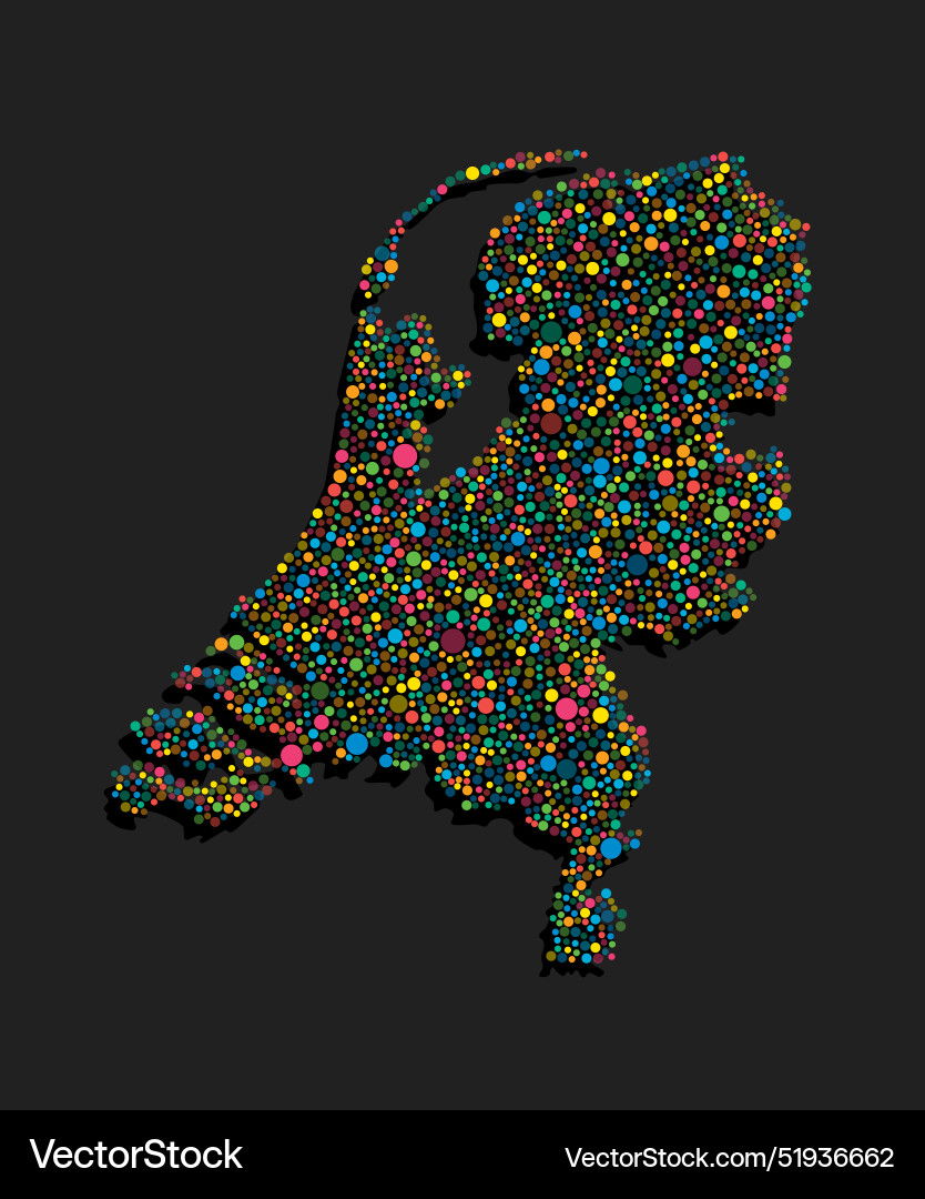 Creative map netherlands from random colorful dots Creative map netherlands from random colorful dots Vector Image