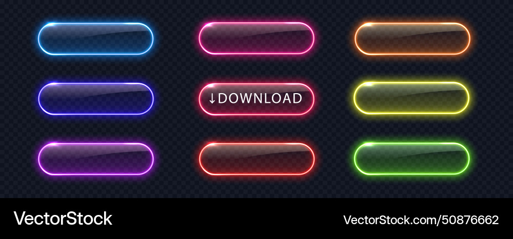 Glowing neon buttons for web design isolated Vector Image