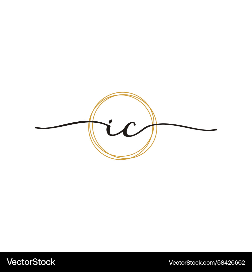 Gold Initial Script Logo - I & C Vector Image