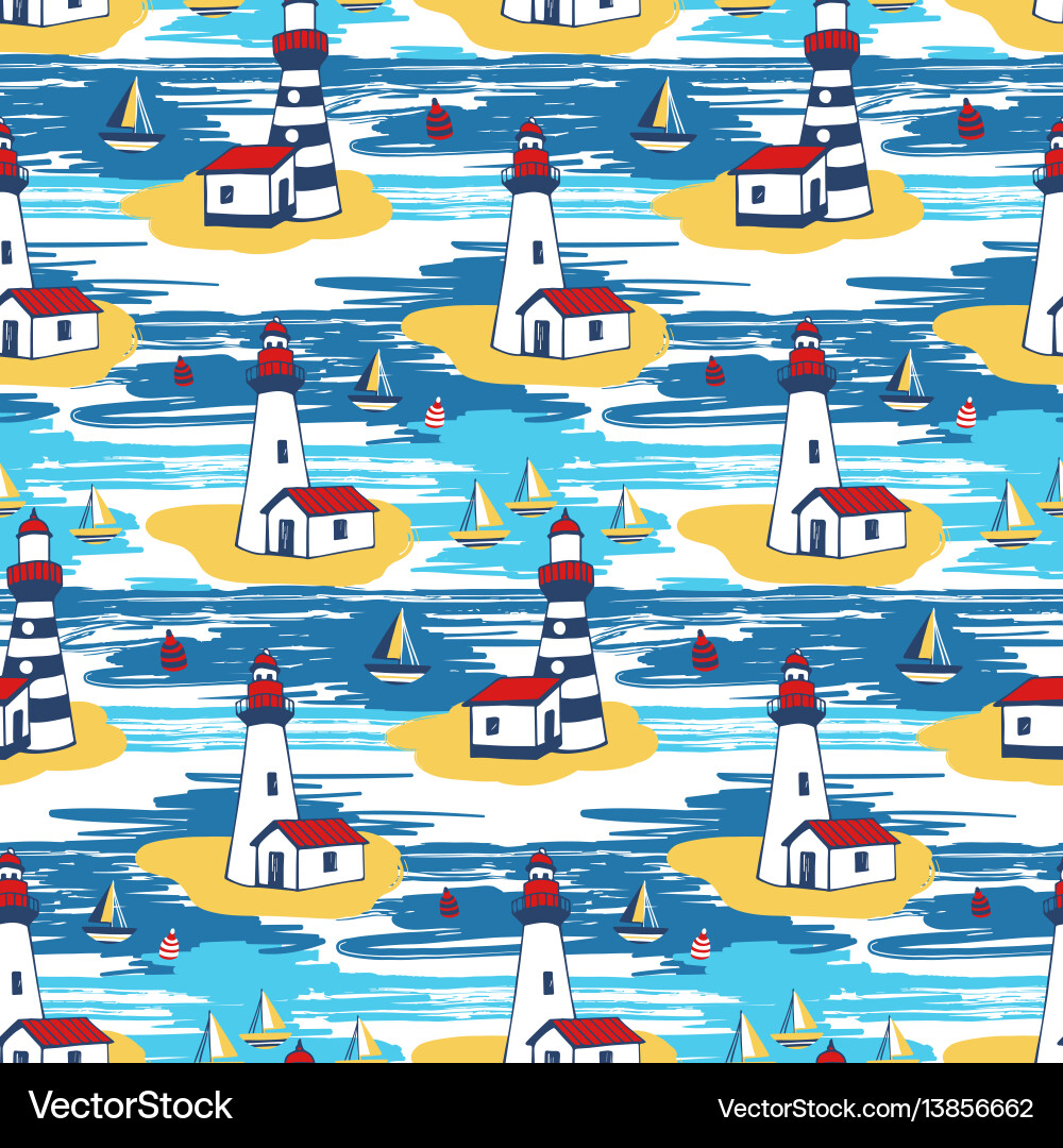Lighthouse Nautical Pattern vector image