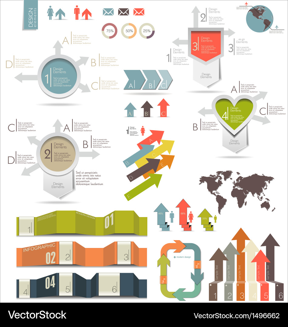 Modern Data Charts and Icons vector image