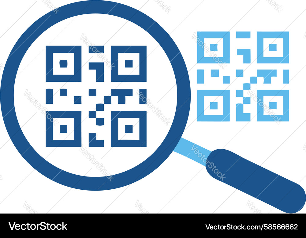 QR Code Scan Magnifier Vector Image