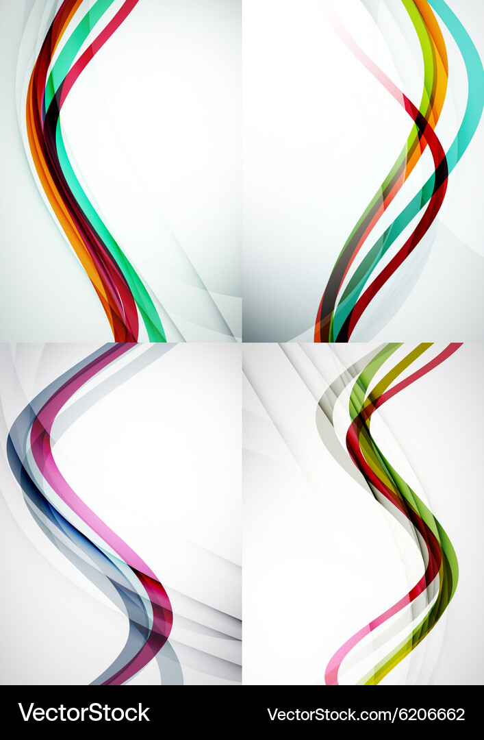Set abstract backgrounds curve wave lines Vector Image