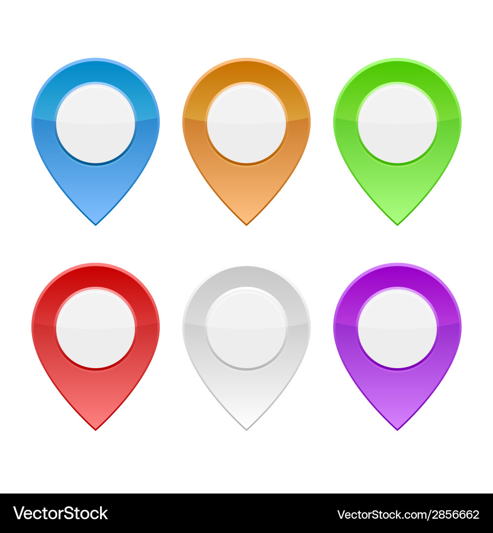 Set of color map pointers on white background vector image
