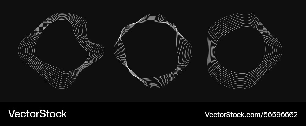 Set of round curved frames with dynamic wavy Set of round curved frames with dynamic wavy Vector Image