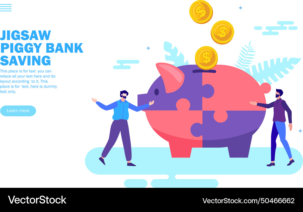 Team solving problem money saving with jigsaw vector image