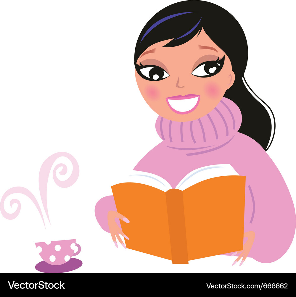 Woman Reading Book - Cozy Scene Vector Image