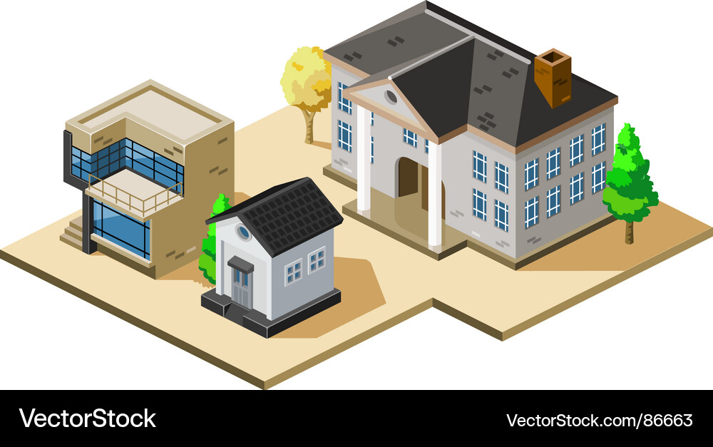 Isometrische Hausdarstellung Vektorbild