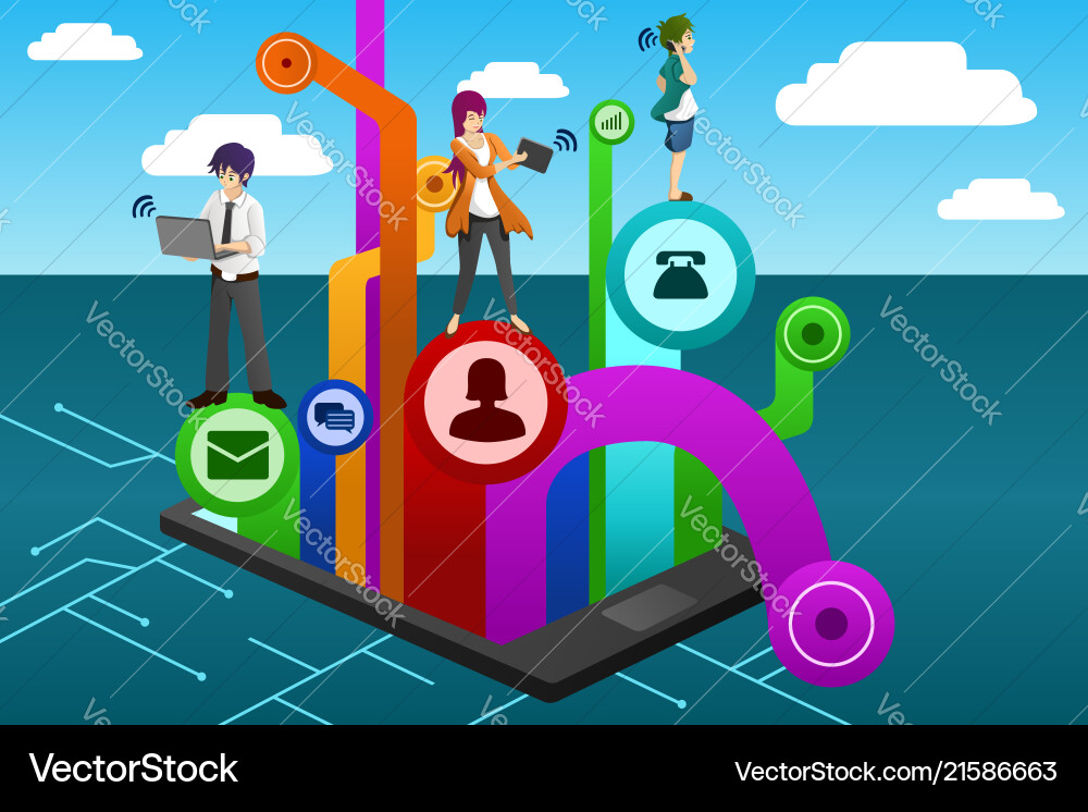 People using different mobile device Royalty Free Vector