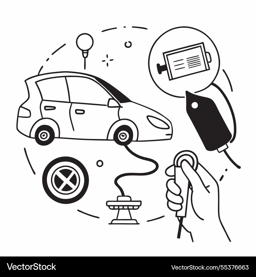 Technician using a glossy diagnostic tool Vector Image