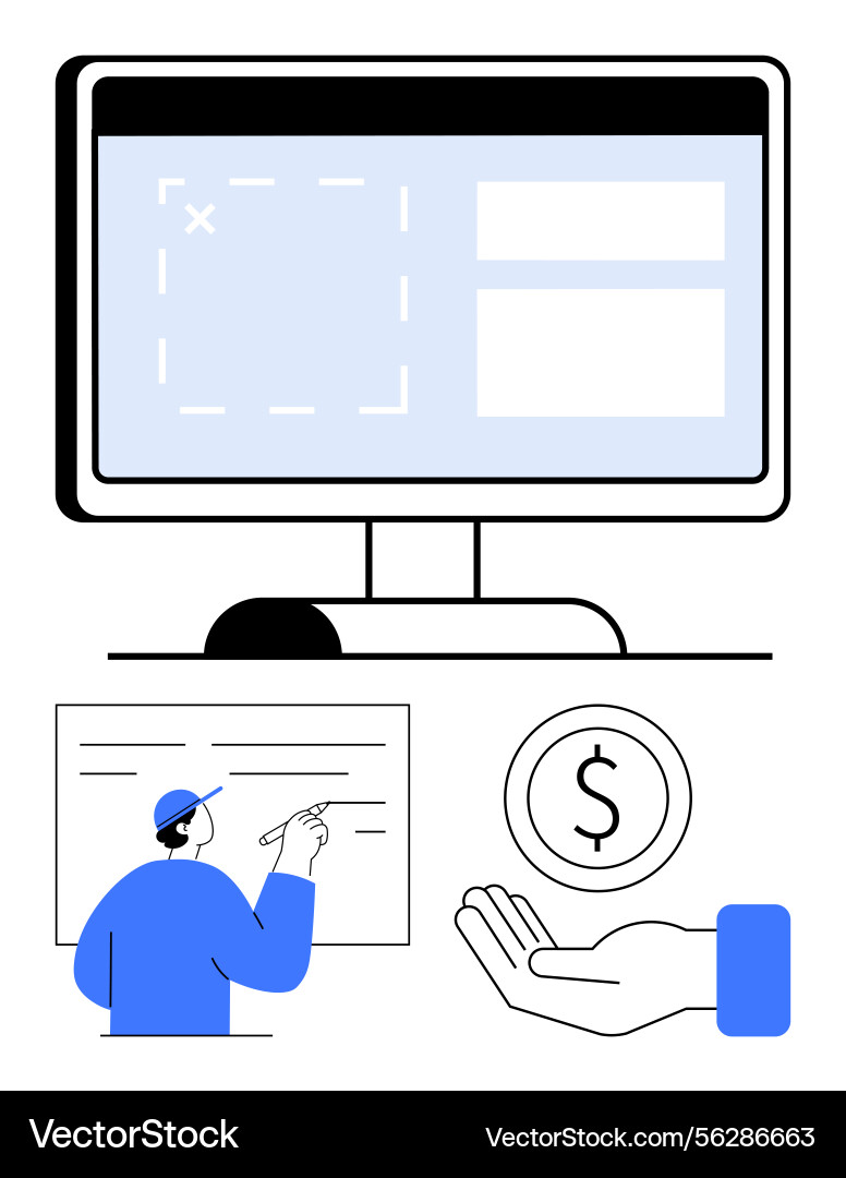 Website development process with interface design Website development process with interface design Vector Image