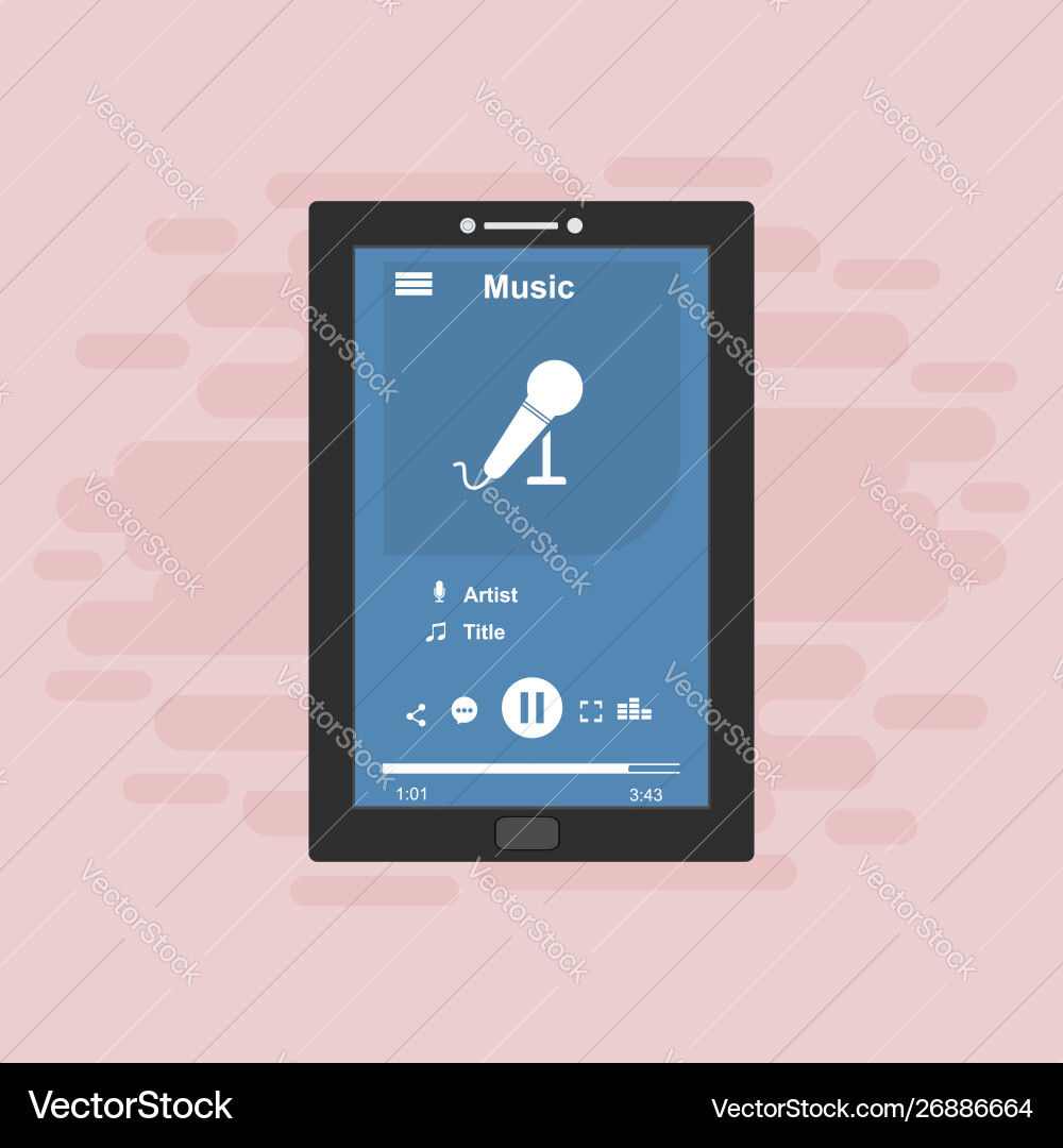 Media player application app template with flat Media player application app template with flat vector image