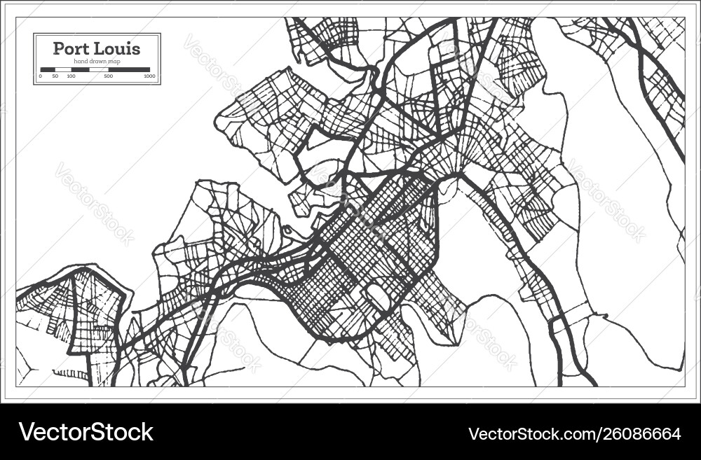 Port louis mauritius city map iin black and white Port louis mauritius city map iin black and white vector image