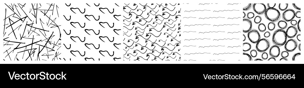 Set of seamless patterns with scribble smears vector image