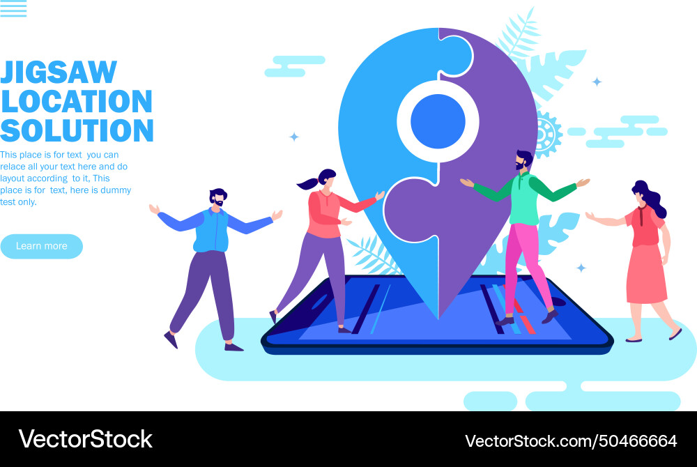 Team solving problem of location on app Team solving problem of location on app vector image