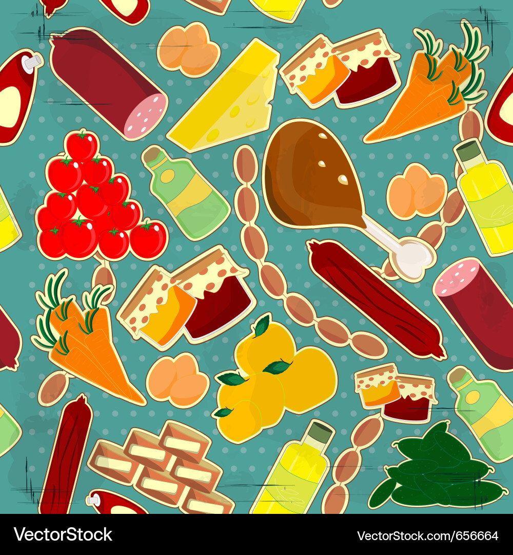 Vintage Food Pattern - Seamless vector image