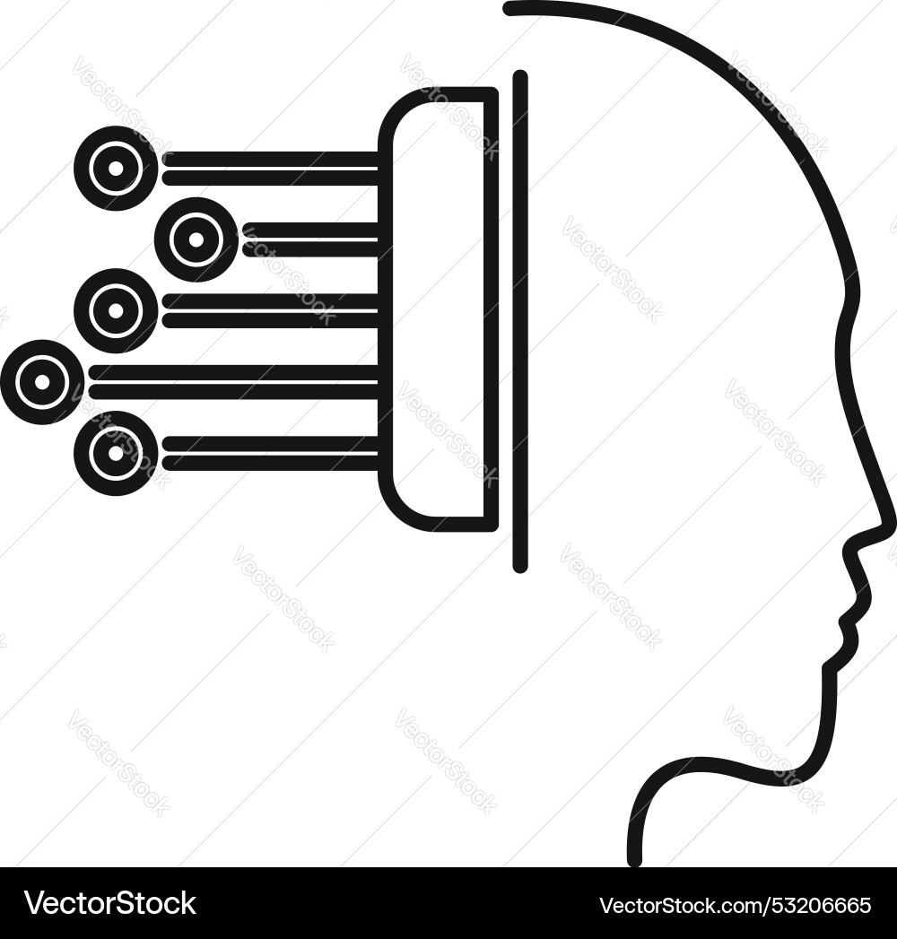Artificial intelligence connecting to human brain Artificial intelligence connecting to human brain vector image