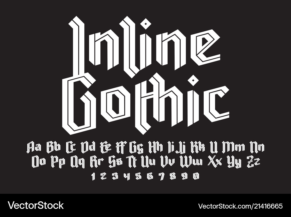 Inline gothic alphabet Royalty Free Vector Image