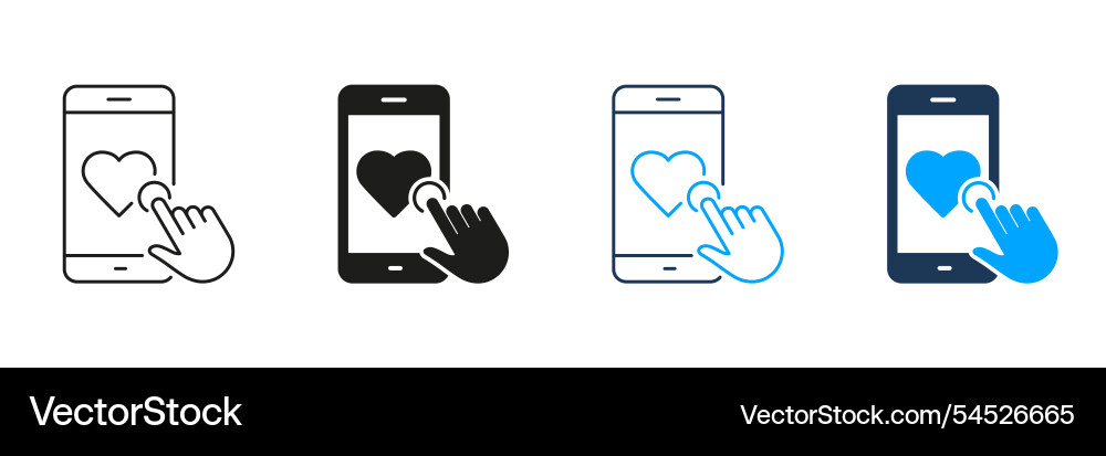 Like button line and silhouette icon set click Like button line and silhouette icon set click vector image