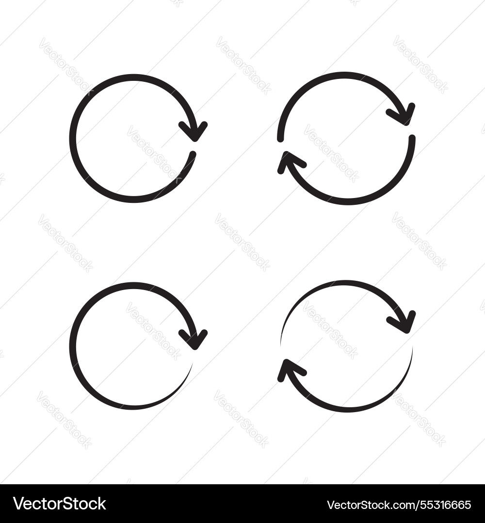 Rotate icon set refresh circle arrow ic Rotate icon set refresh circle arrow ic vector image