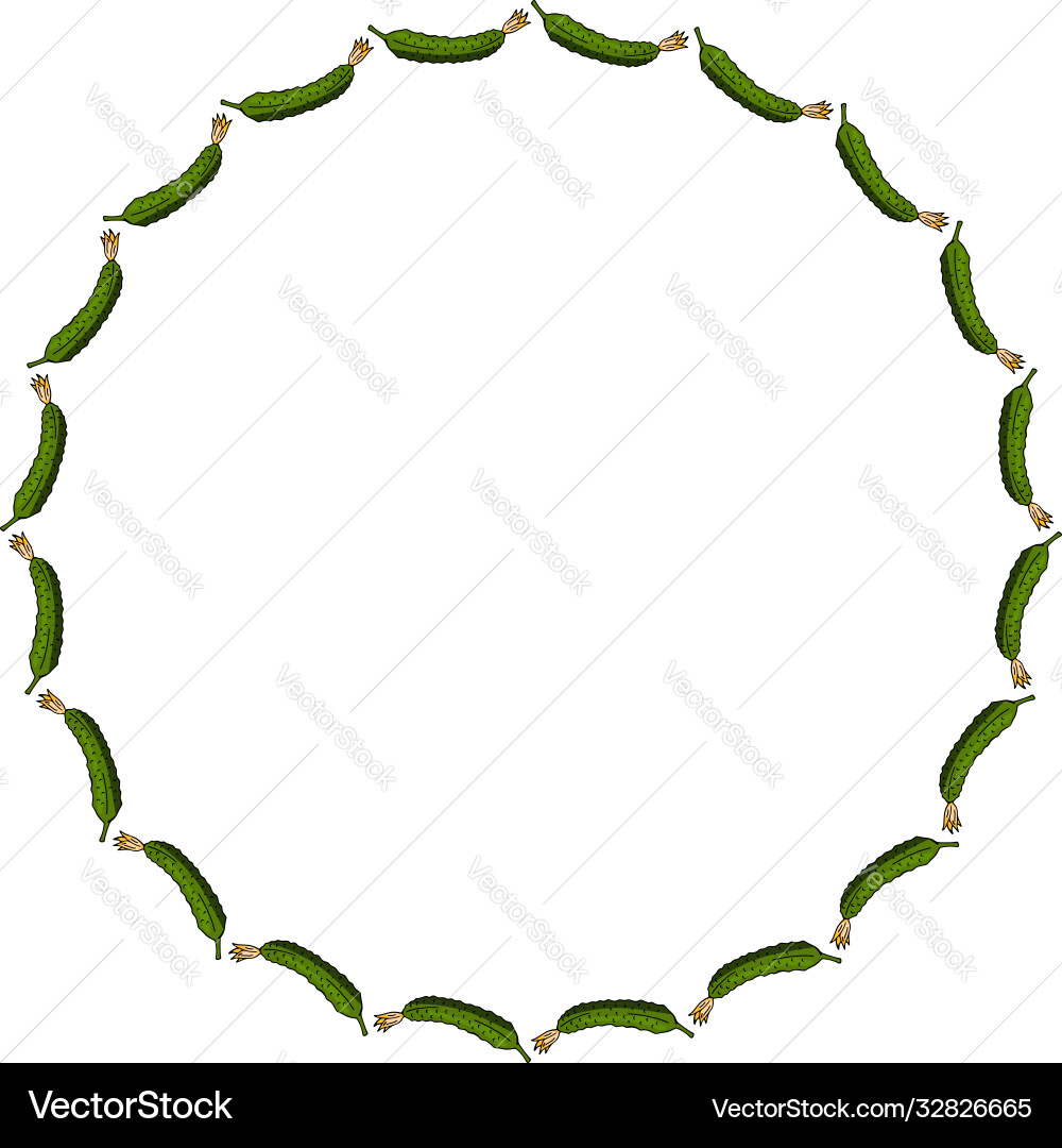 Round frame with horizontal cucumber isolated Vector Image