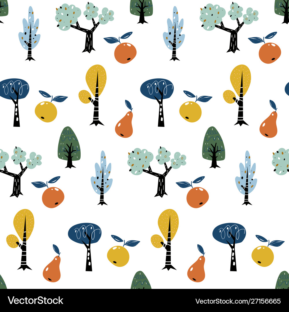 Seamless pattern with colorful autumn forest trees Seamless pattern with colorful autumn forest trees vector image
