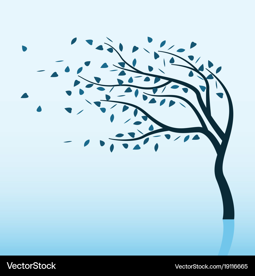 Winter storm and tree Royalty Free Vector Image