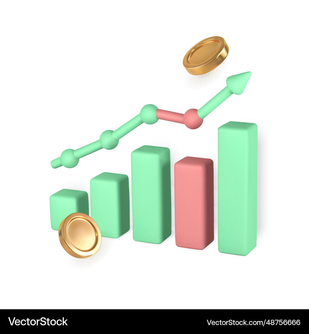 3d statistics finance chart graph analytics 3d statistics finance chart graph analytics vector image