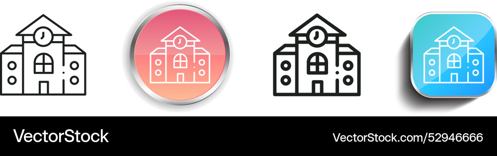 College icon thin linear regular and button style College icon thin linear regular and button style vector image