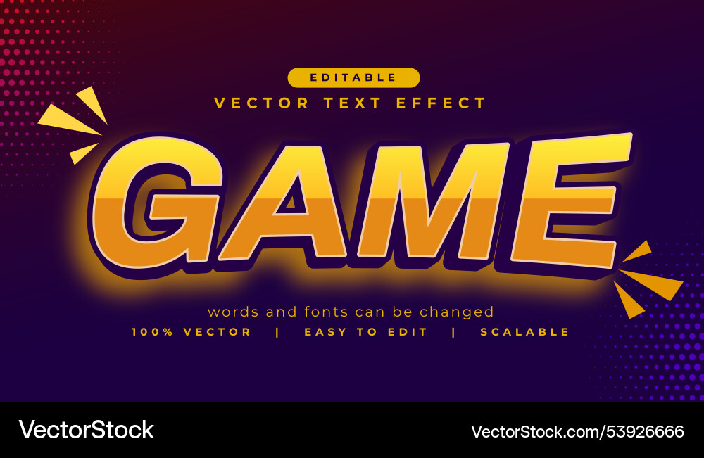 Game text effect editable font template vector image