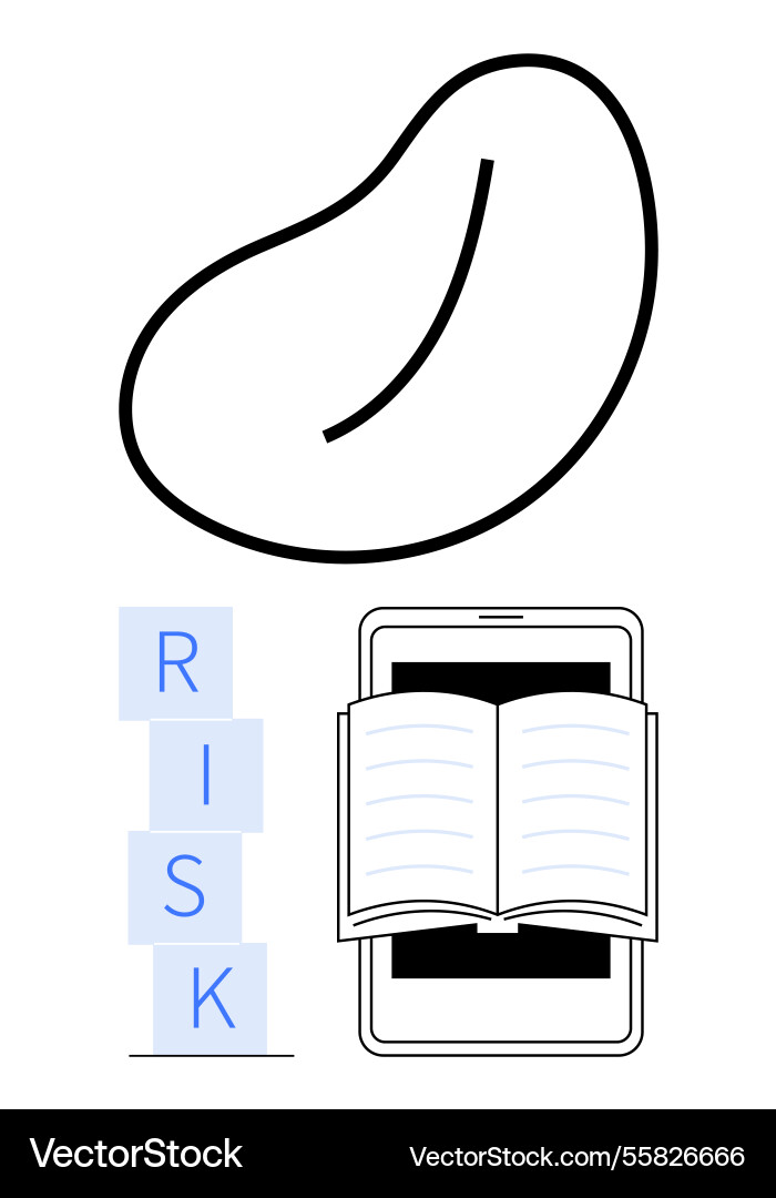 Open book on tablet with stack of risk blocks Open book on tablet with stack of risk blocks vector image