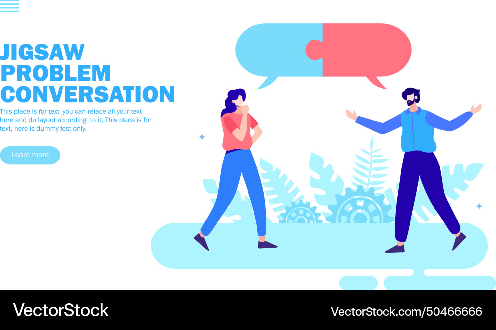 Team solving problem with jigsaw conversation Team solving problem with jigsaw conversation vector image
