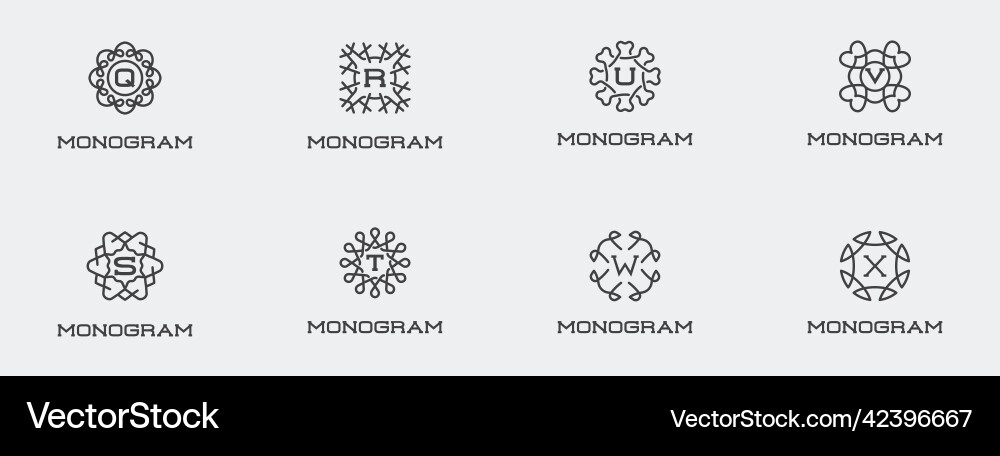 Big set of compact monogram design template Big set of compact monogram design template vector image