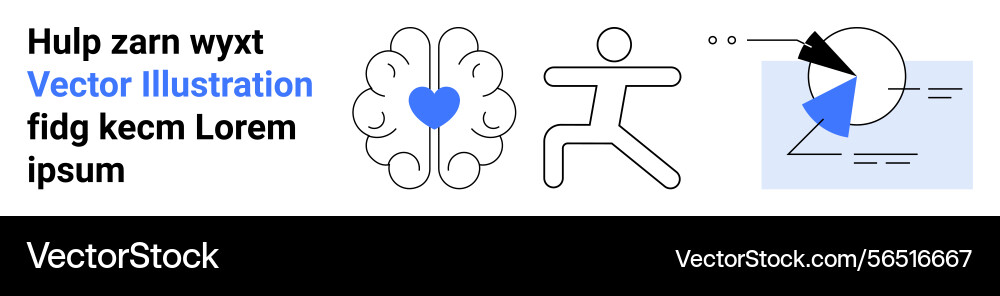 Brain with heart running figure and data Brain with heart running figure and data vector image