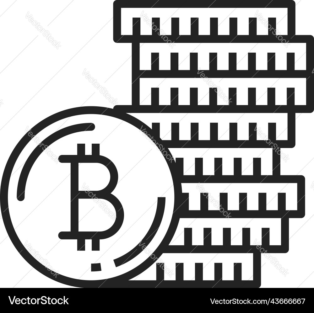 Cryptocurrency bitcoin stack of coins outline icon – Royalty-Free Vector |  VectorStock